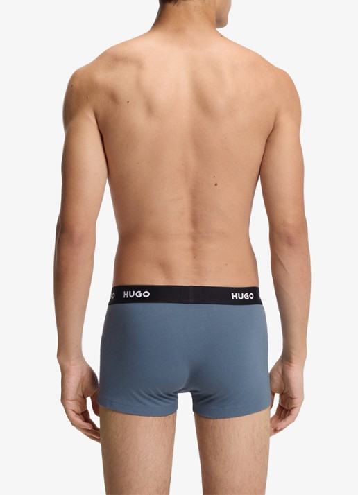 HUGO Boxershorts met logoband in 3-pack - achterkant blauwgrijs