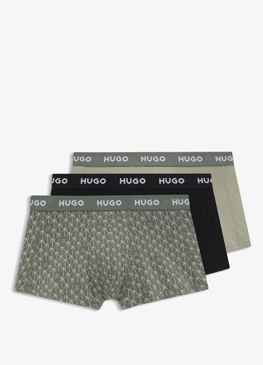 HUGO Boxershorts met logoband in 3-pack - voorkant 2 groen