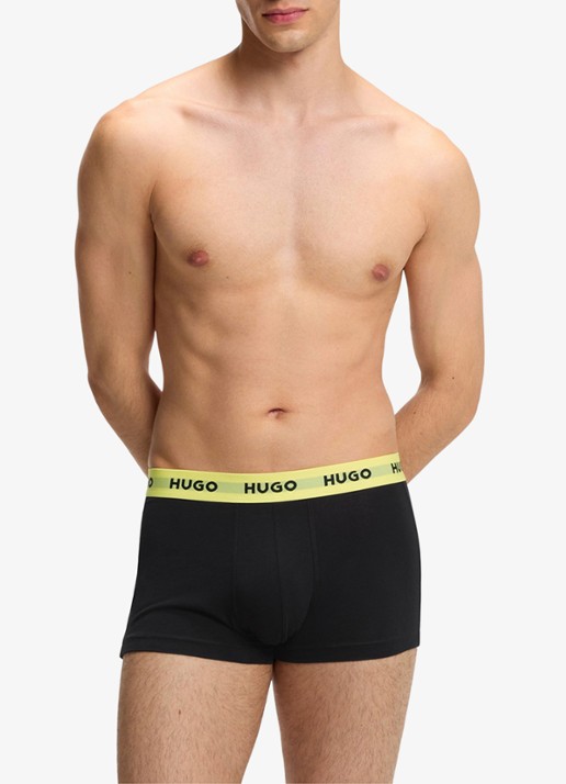 HUGO Boxershorts met logoband in 3-pack - voorkant 5 black-008 / zwart