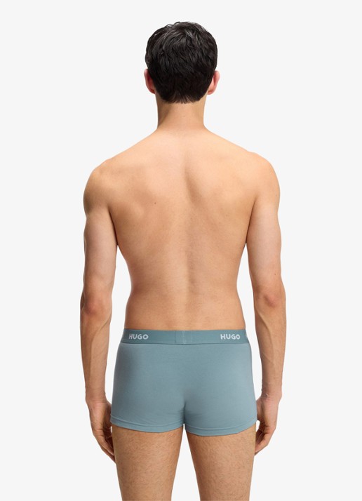 HUGO Boxershorts met logoband in 3-pack - achterkant 3 open blue-490 / blauw