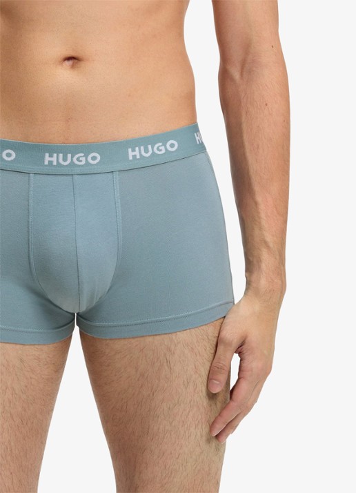 HUGO Boxershorts met logoband in 3-pack - detail 2 open blue-490 / blauw