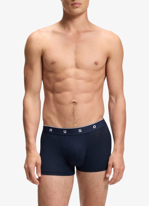 HUGO Boxershorts met logoband in 3-pack - voorkant 3 zwart