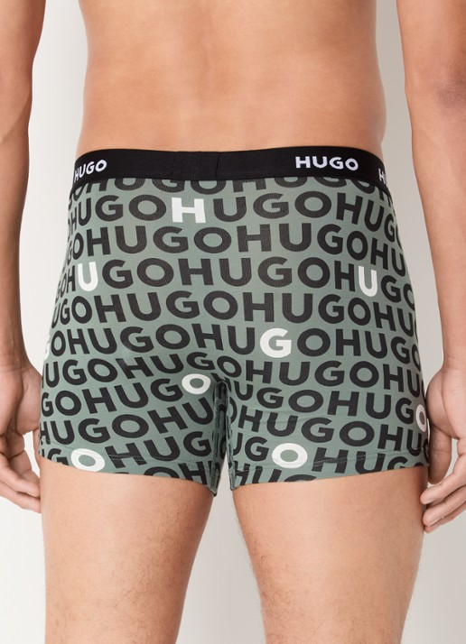 HUGO Boxershorts met logoband in 3-pack - achterkant 4 olijfgroen