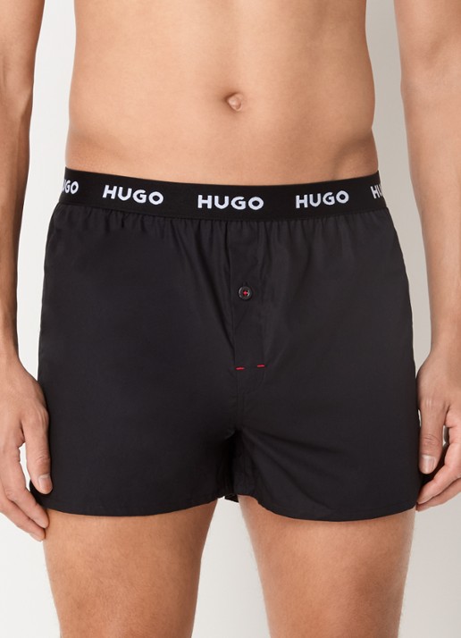 HUGO Boxershorts met logoband in 3-pack - detail donkerblauw