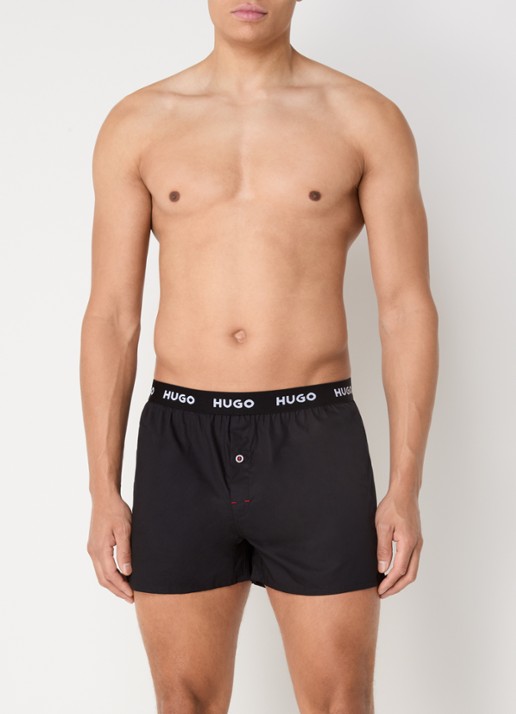 HUGO Boxershorts met logoband in 3-pack - voorkant 3 donkerblauw