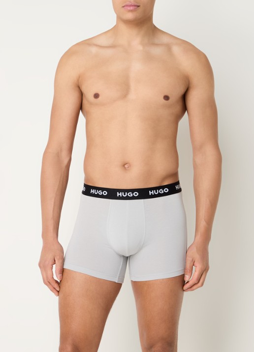 HUGO Boxershorts met logoband in 3-pack - voorkant 4 zwart