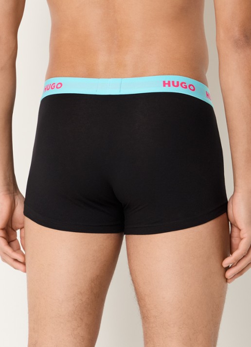 HUGO Boxershorts met logoband in 3-pack - achterkant 4 bright yellow-730 / geel