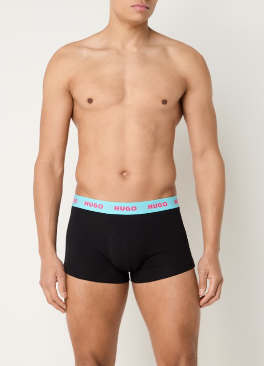 HUGO Boxershorts met logoband in 3-pack - voorkant 3 bright yellow-730 / geel