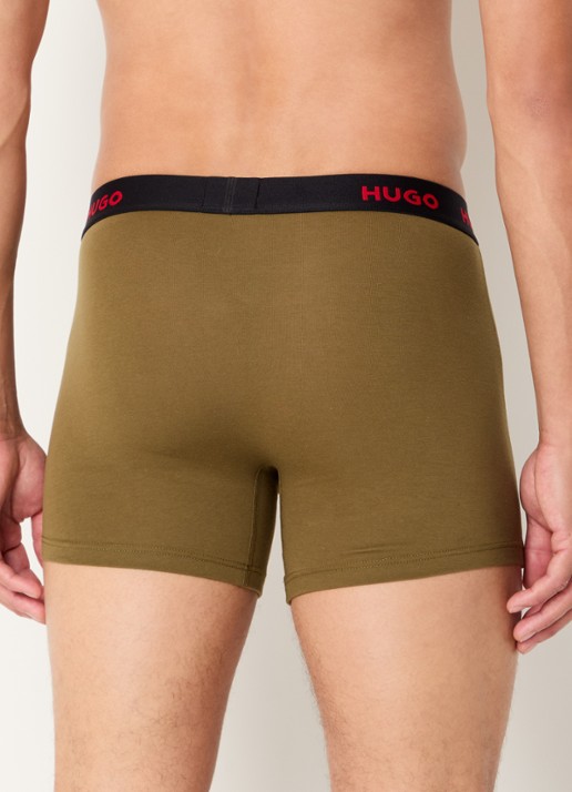 HUGO Boxershorts met logoband in 3-pack - achterkant 3 legergroen