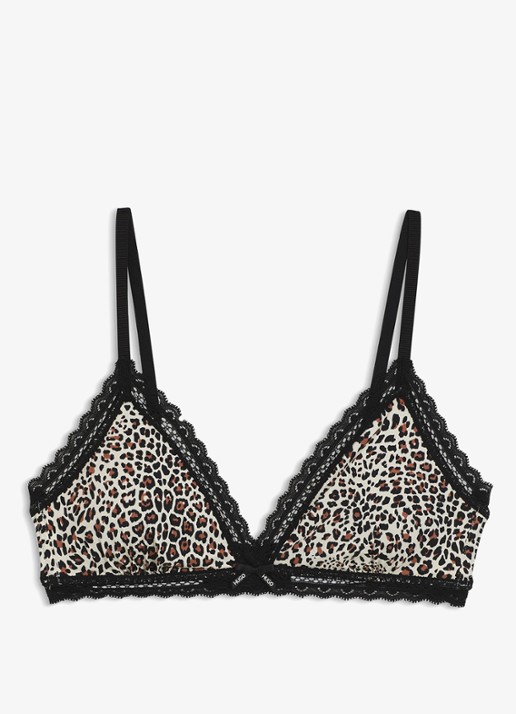 HUGO Bralette met kant - voorkant zwart