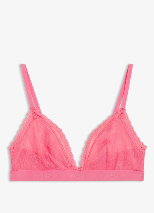 HUGO Bralette van kant - voorkant roze