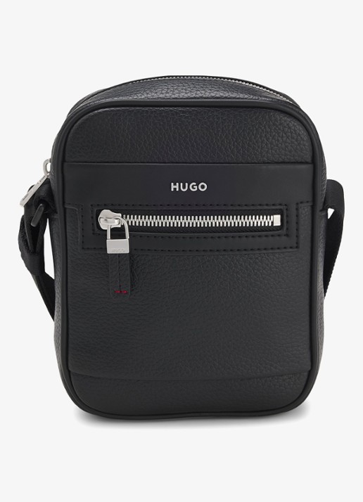 HUGO  Crossbodytas met logo en verstelbare schouderriem - voorkant 5 diepzwart