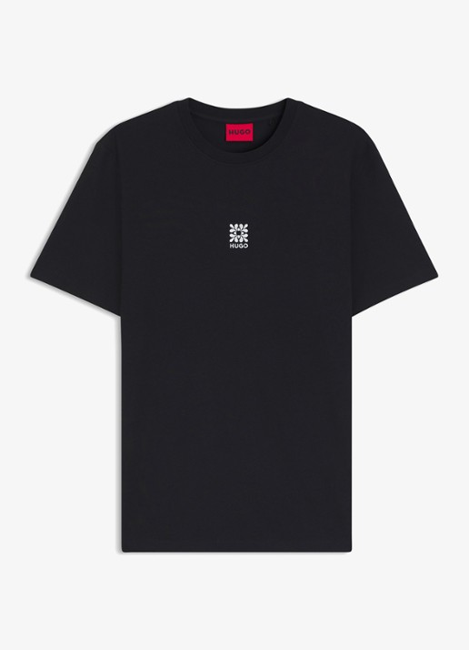 HUGO Darusi t-shirt van katoen - voorkant black-001 / zwart
