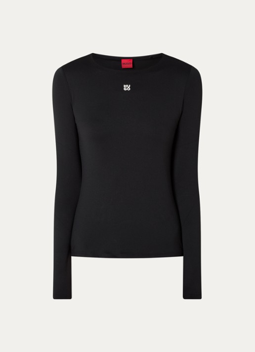 HUGO Dasaiia longsleeve met logo - voorkant 3 zwart