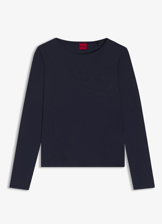 HUGO Dasaiia longsleeve met logo - voorkant 4 donkerblauw
