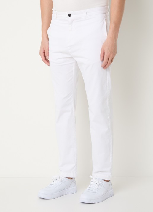 HUGO David slim fit chino met steekzakken - detail 4 wit