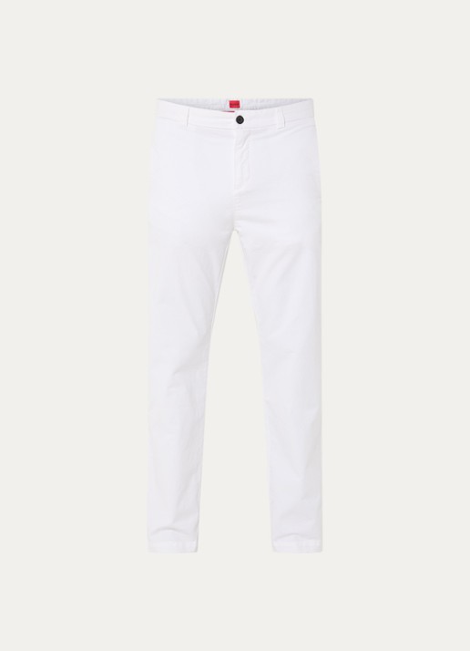 HUGO David slim fit chino met steekzakken - voorkant wit