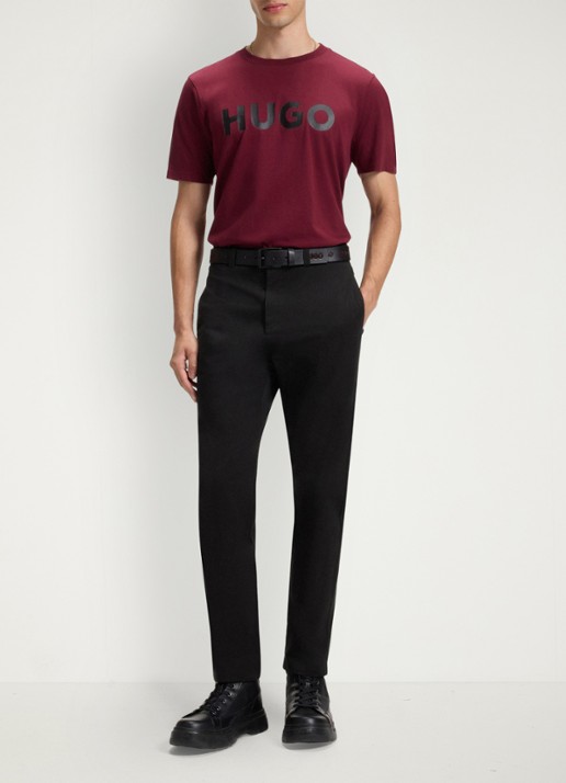 HUGO David slim fit chino met steekzakken - voorkant 9 black-001 / zwart