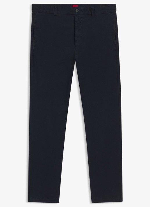HUGO David slim fit chino met steekzakken - voorkant 2 dark blue-405 / blauw