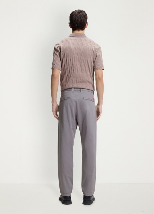 HUGO David slim fit chino met steekzakken - achterkant 6 dark grey-025 / grijs