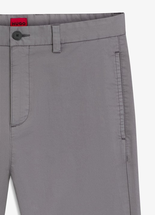 HUGO David slim fit chino met steekzakken - detail 5 dark grey-025 / grijs