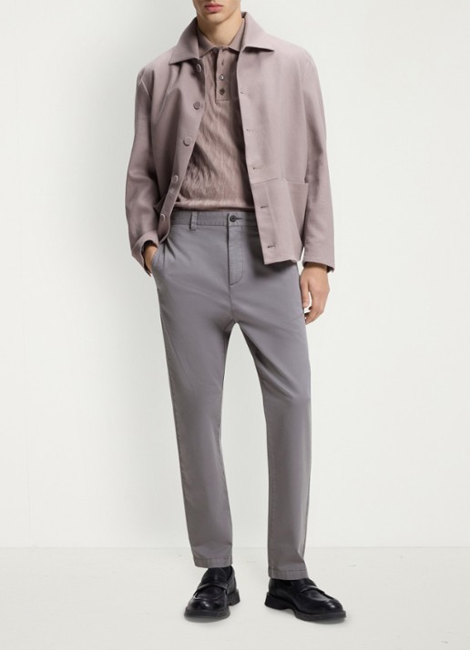 HUGO David slim fit chino met steekzakken - voorkant 2 dark grey-025 / grijs