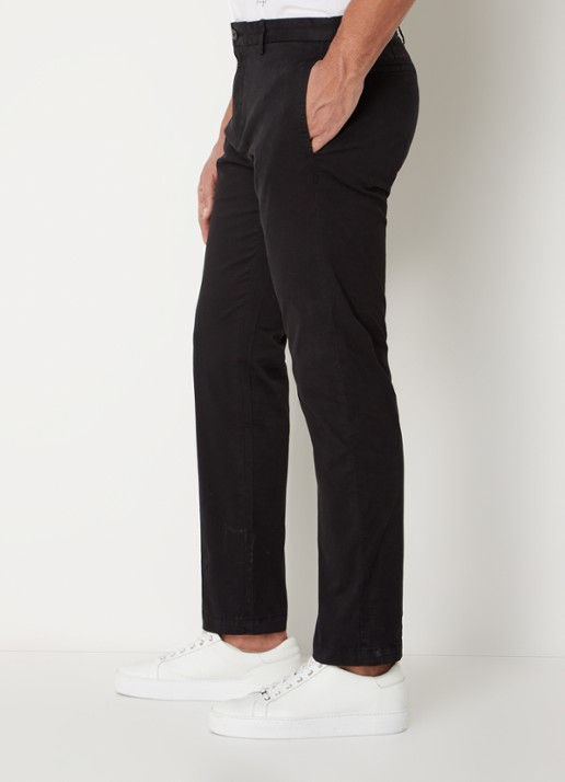HUGO David slim fit chino met stretch - detail 2 zwart