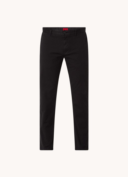 HUGO David slim fit chino met stretch - voorkant 3 zwart
