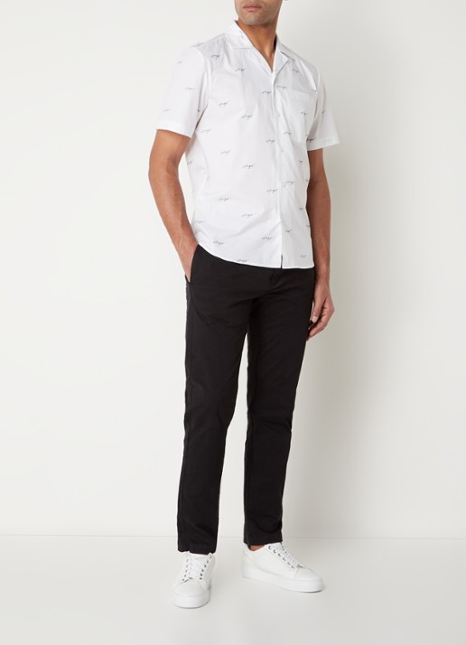 HUGO David slim fit chino met stretch - voorkant 4 zwart