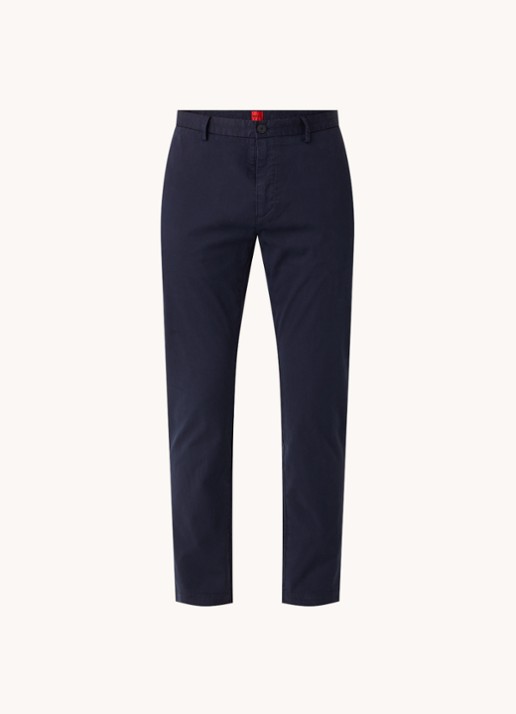 HUGO David slim fit chino met stretch - voorkant 4 donkerblauw