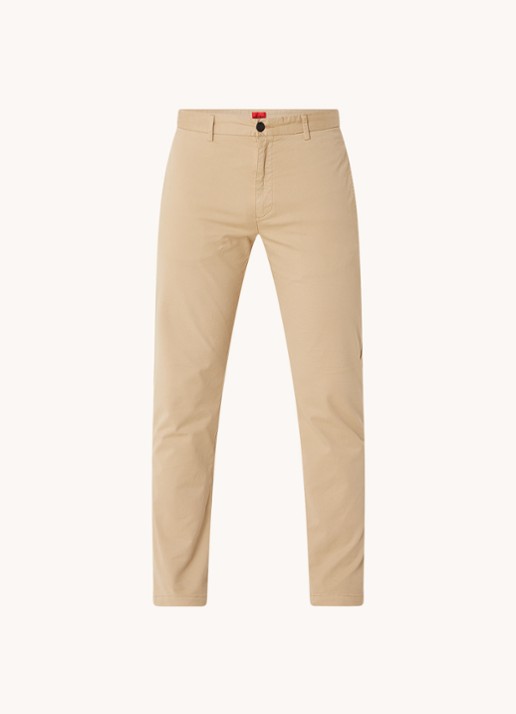 HUGO David slim fit chino met stretch - voorkant 4 beige