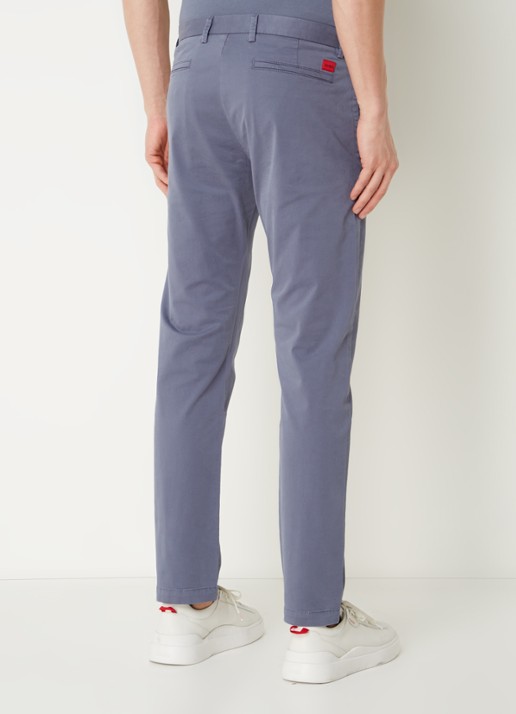 HUGO David slim fit chino met stretch - achterkant 3 staalblauw