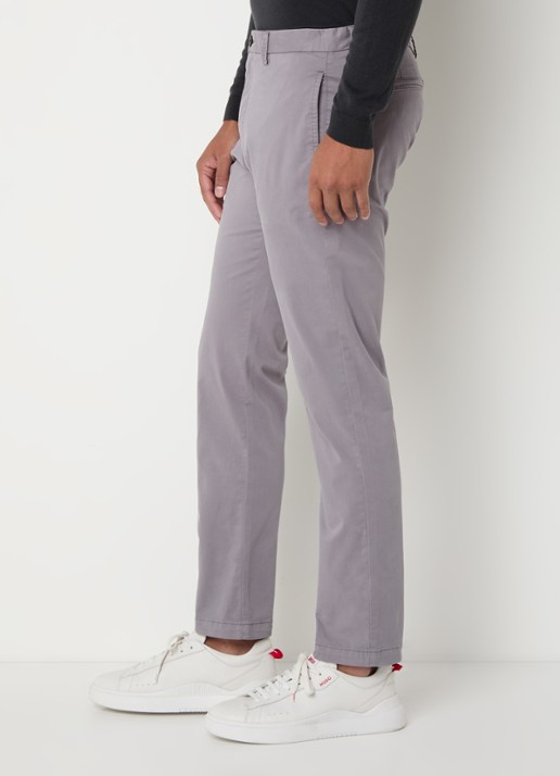 HUGO David slim fit chino met stretch - detail 2 grijs