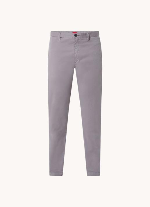 HUGO David slim fit chino met stretch - voorkant 3 grijs