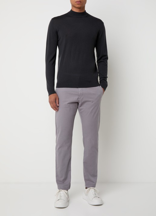 HUGO David slim fit chino met stretch - voorkant 4 grijs