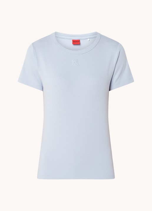 HUGO Deloris T-shirt met logoborduring - voorkant lavendel