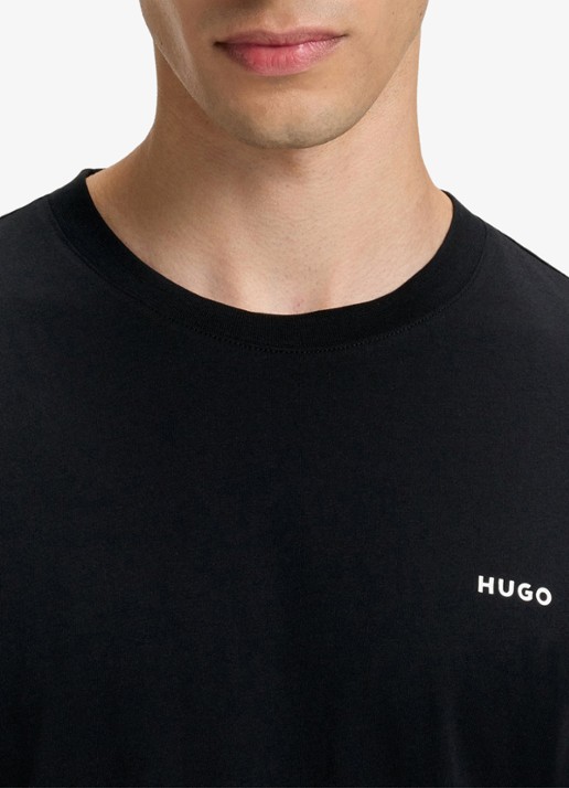 HUGO Dero T-shirt met logo - detail 4 zwart