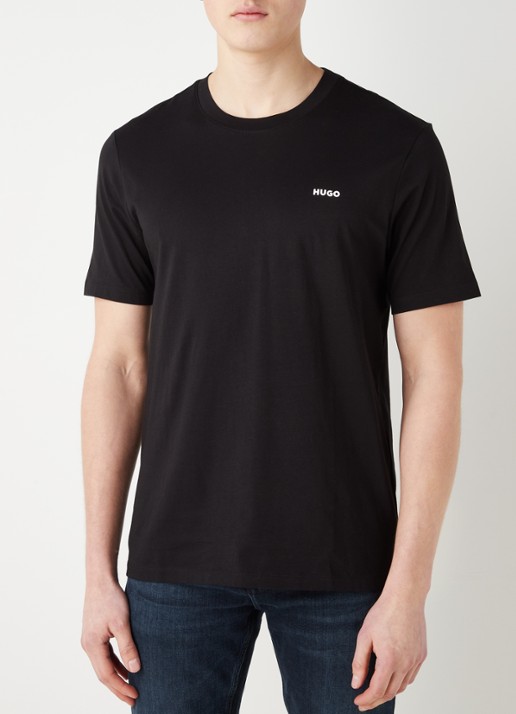 HUGO Dero T-shirt met logo - detail 6 zwart