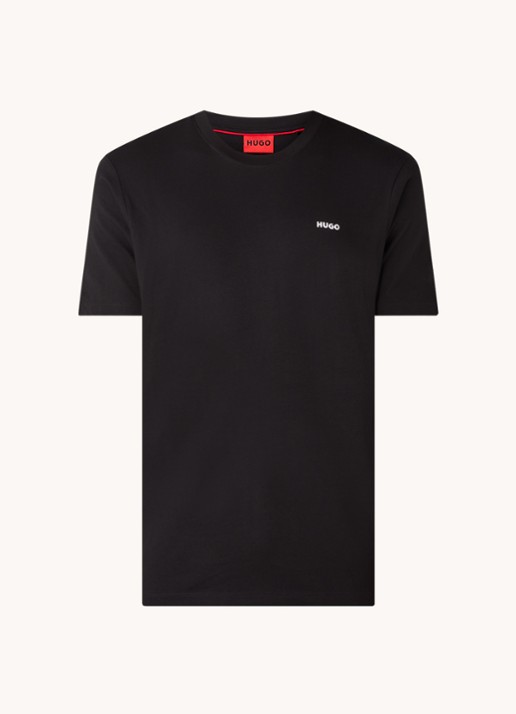 HUGO Dero T-shirt met logo - voorkant 9 zwart