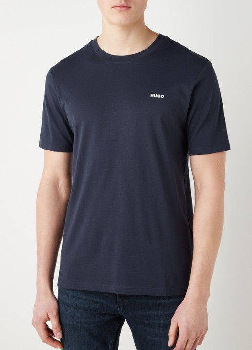 HUGO Dero T-shirt met logo - detail 2 donkerblauw