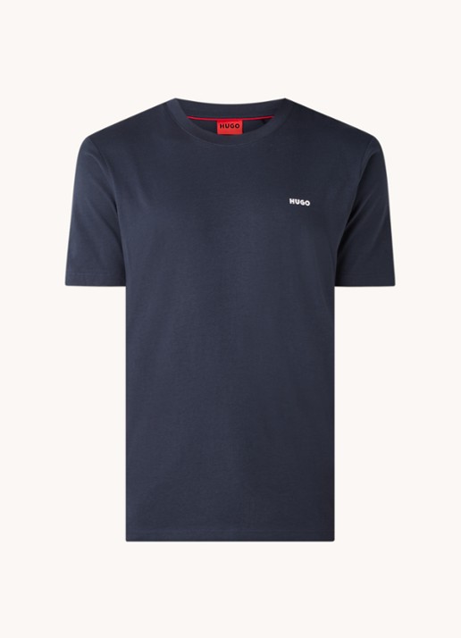 HUGO Dero T-shirt met logo - voorkant 3 donkerblauw
