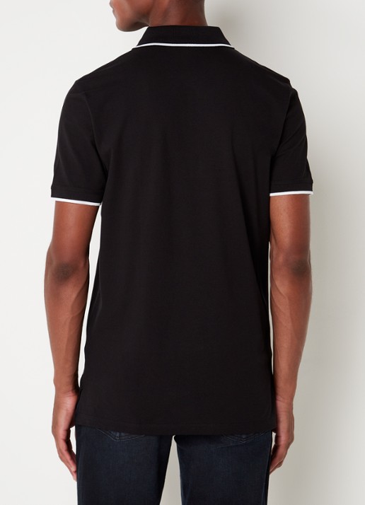 HUGO Dinoso slim fit polo van piqué katoen met logo - achterkant 3 zwart