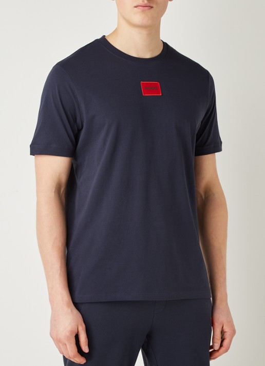 HUGO Diragolino T-shirt met logo - detail 4 donkerblauw