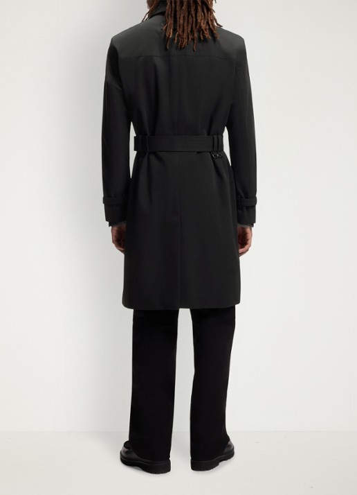 HUGO Double-breasted trenchcoat met strikceintuur - achterkant 3 zwart