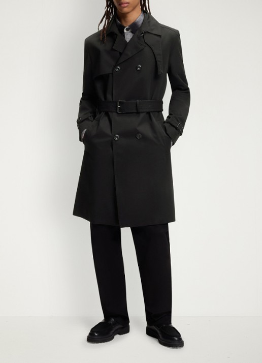 HUGO Double-breasted trenchcoat met strikceintuur