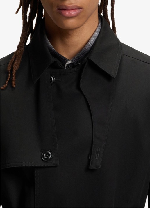 HUGO Double-breasted trenchcoat met strikceintuur - detail 5 zwart