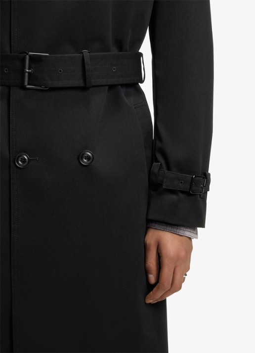 HUGO Double-breasted trenchcoat met strikceintuur - detail 6 zwart