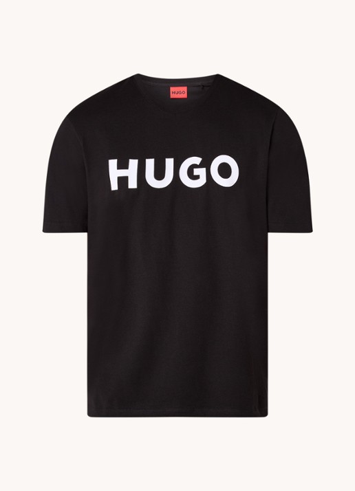 HUGO Dulivio T-shirt met logoprint  - voorkant zwart