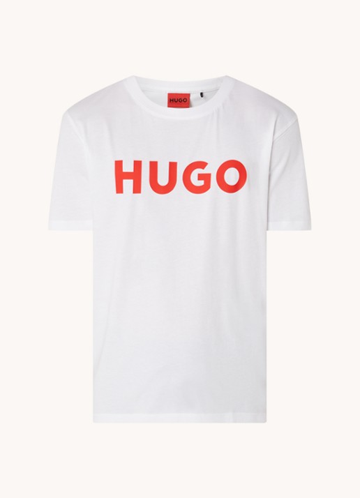 HUGO Dulivio T-shirt met logoprint  - voorkant 2 wit