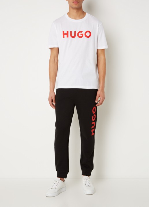 HUGO Dulivio T-shirt met logoprint  - voorkant 3 wit